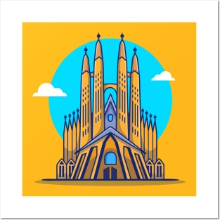 La Sagrada Familia Cartoon Illustration Posters and Art